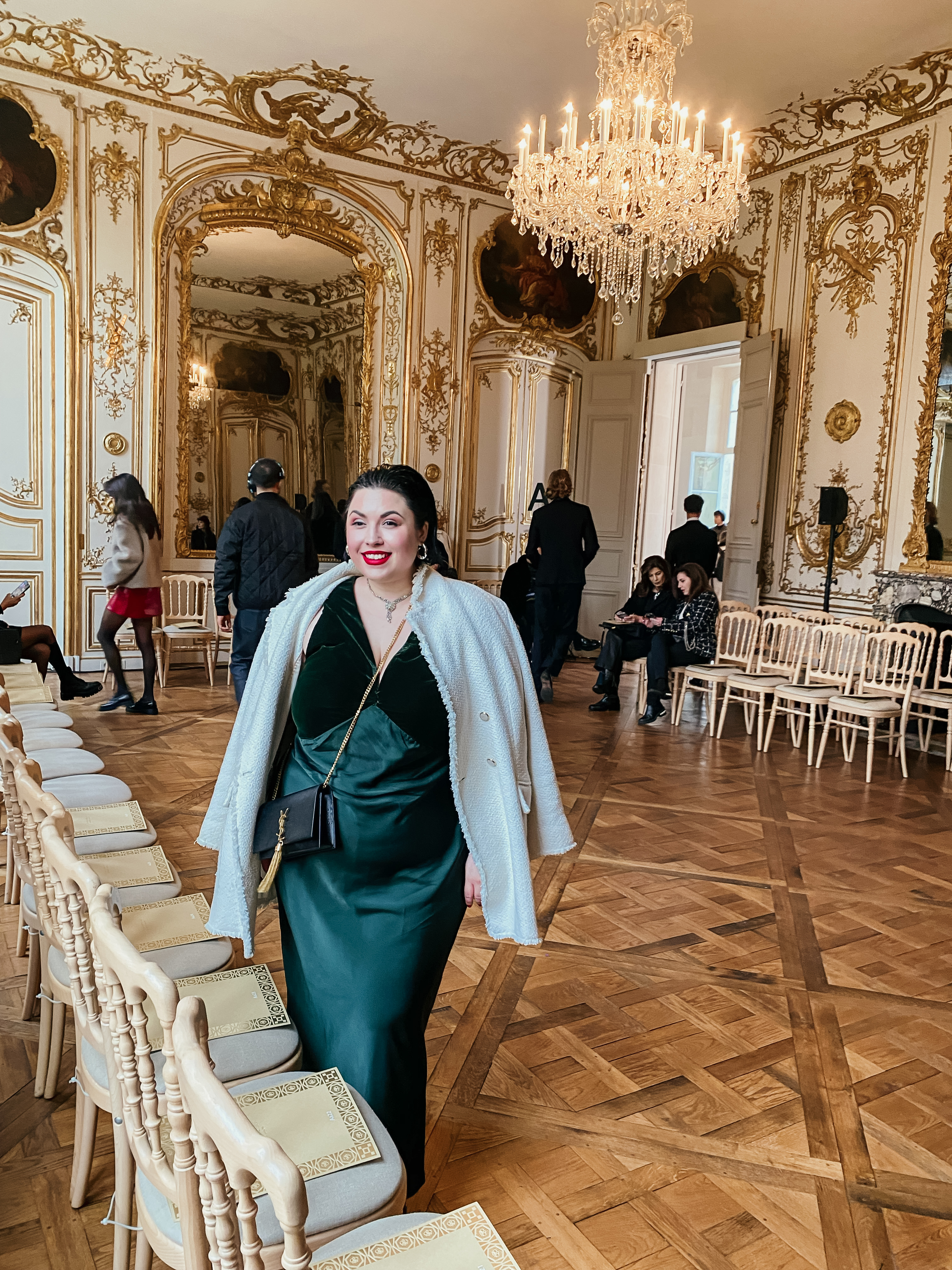 A picture of Michaela Leitz in the old parisian living room of Karl Lagerfeld during the haute couture fashion week Paris.